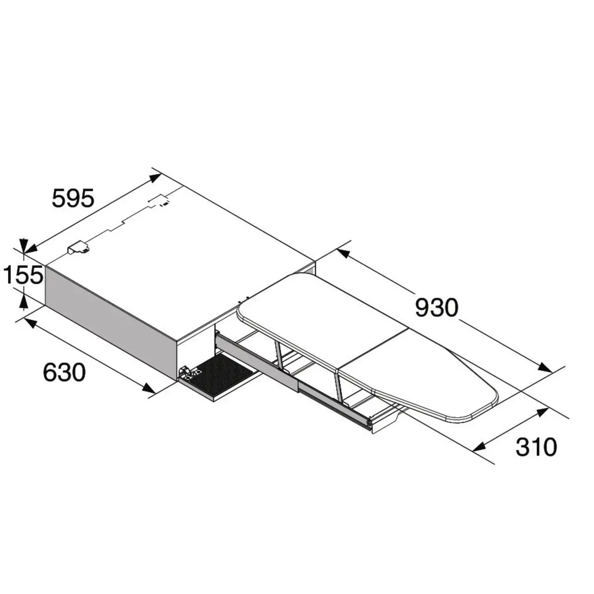 HI150W Uittrekbare strijkplank