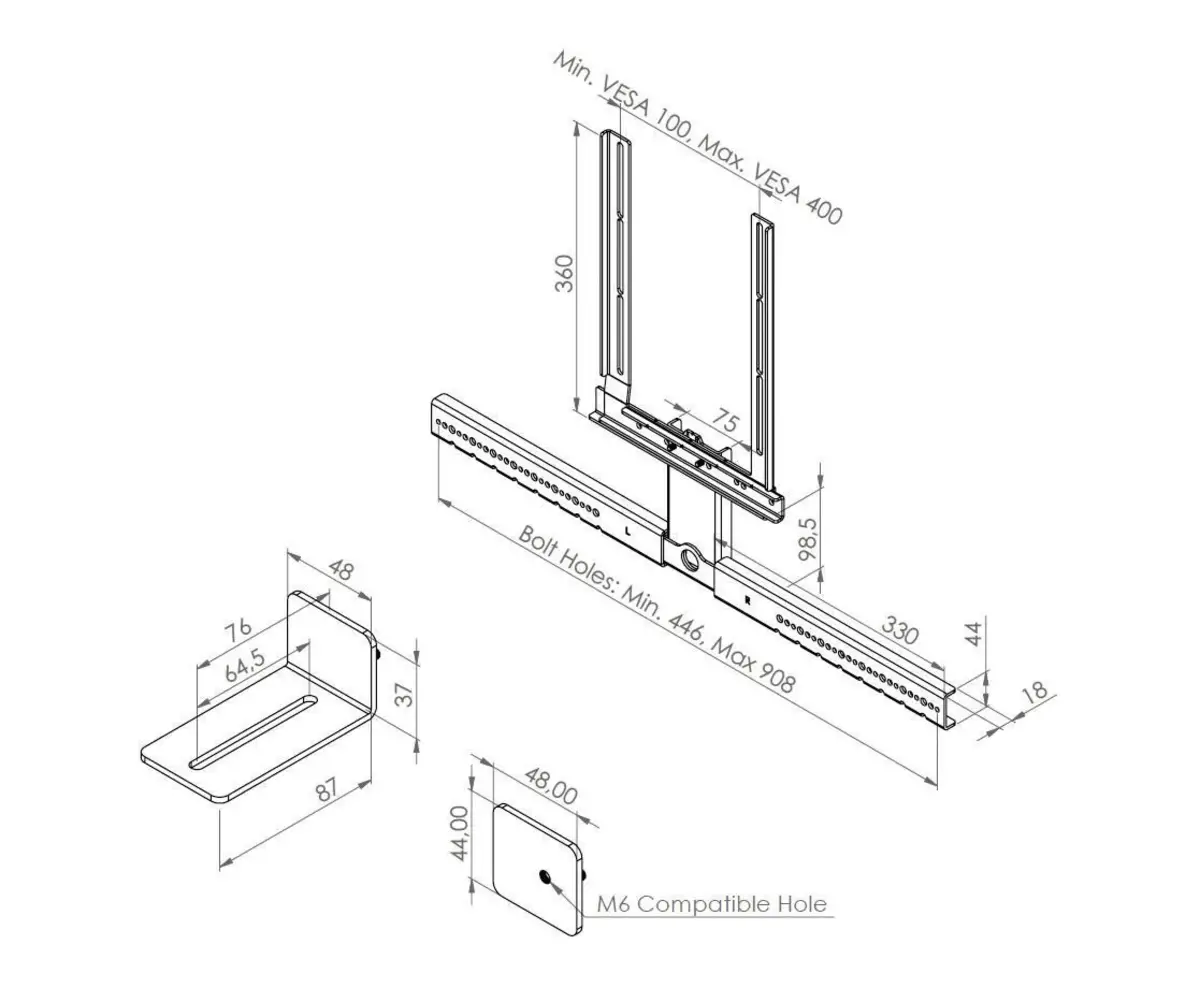 CFBUNIB Frame voor soundbar universeel met centrale kolom
