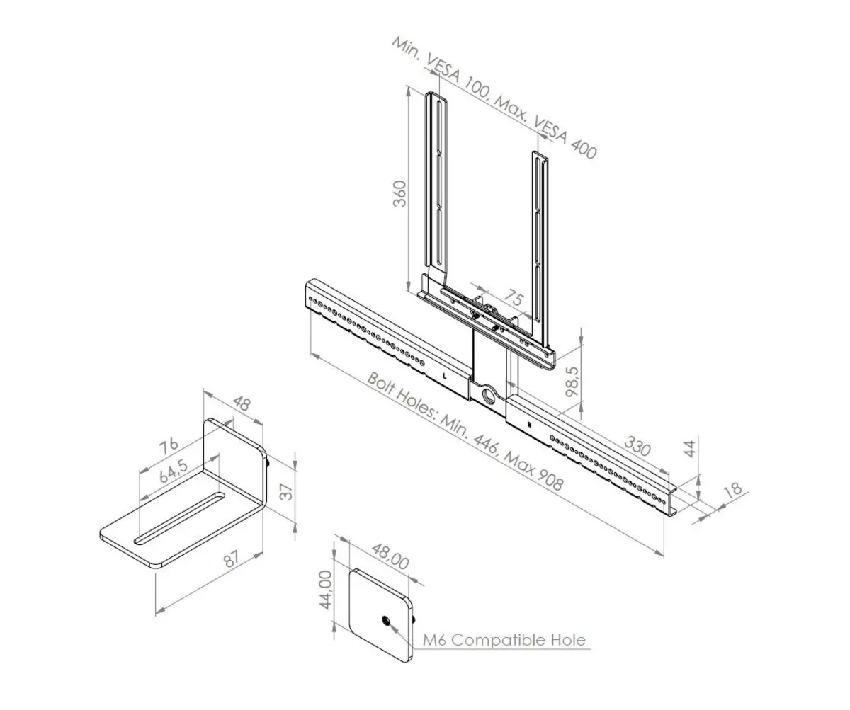 CAV-FS100 Draaibare TV Vloerstandaard FS100 Basic 37