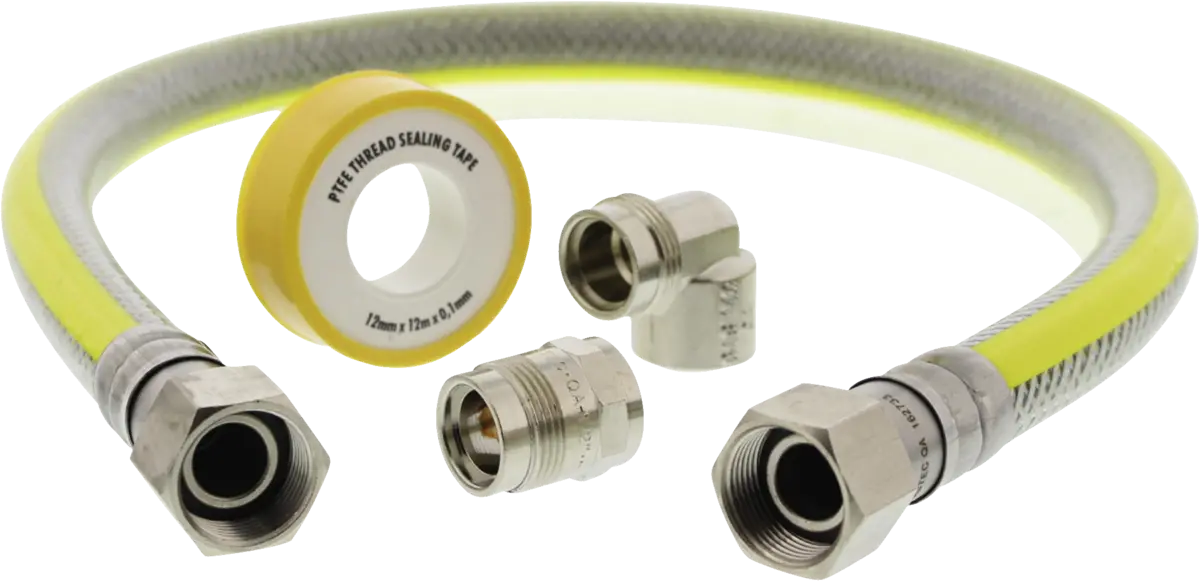 GAS AANSL.SET RVS-FLEX 75CM