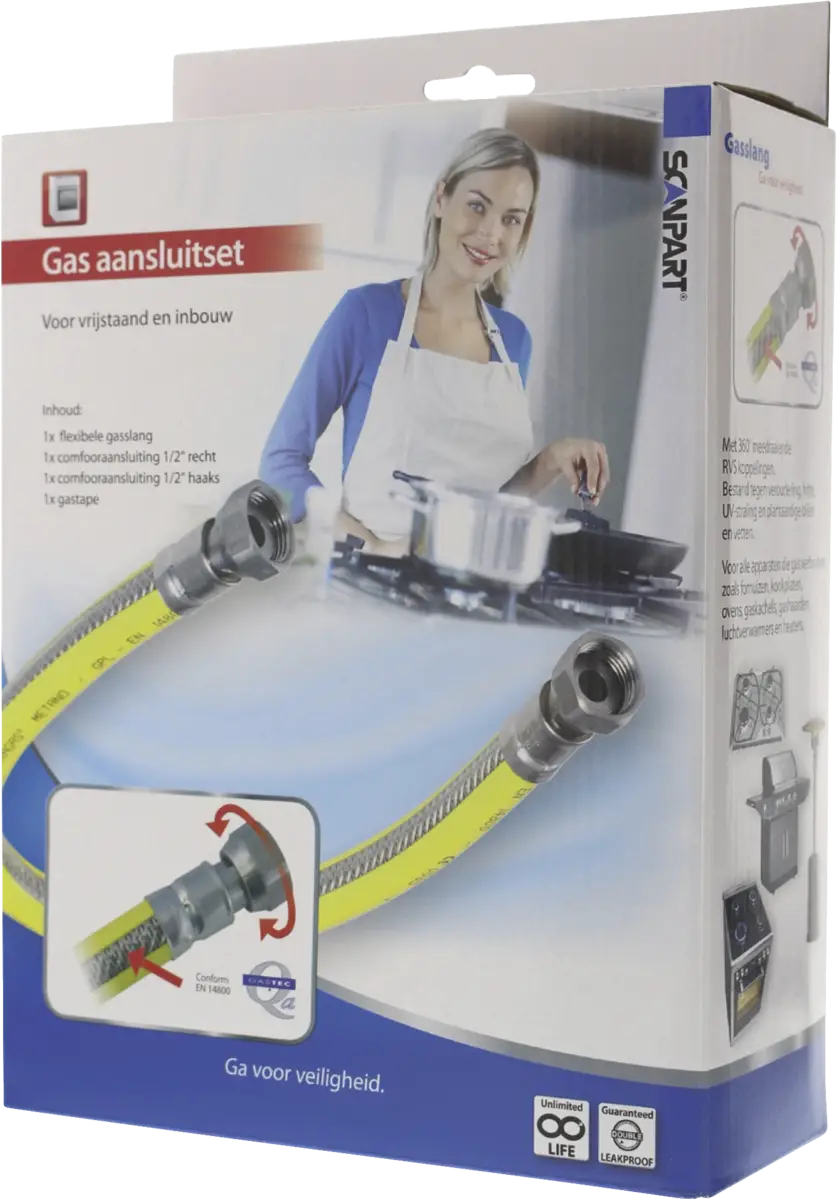 GAS AANSL.SET RVS-FLEX 75CM