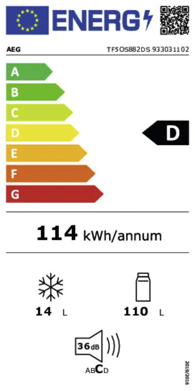 AEG TF5OS882DS (leverbaar vanaf sept 2024) energielabel