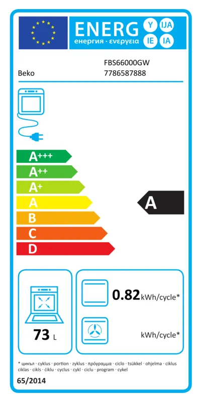 Beko FBS66000GW energielabel