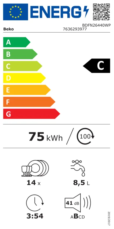 Beko BDFN26440WP energielabel