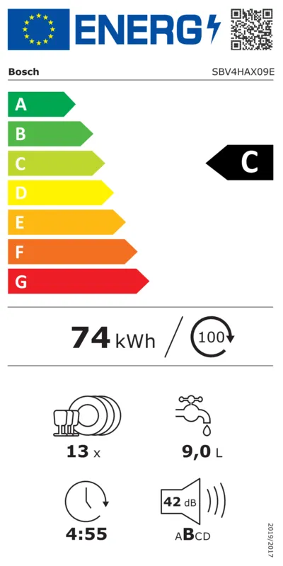 Bosch SBV4HAX09E energielabel