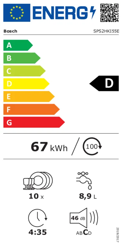 Bosch SPS2HKI55E energielabel