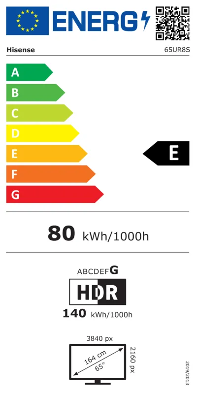 Hisense 65UR8S energielabel
