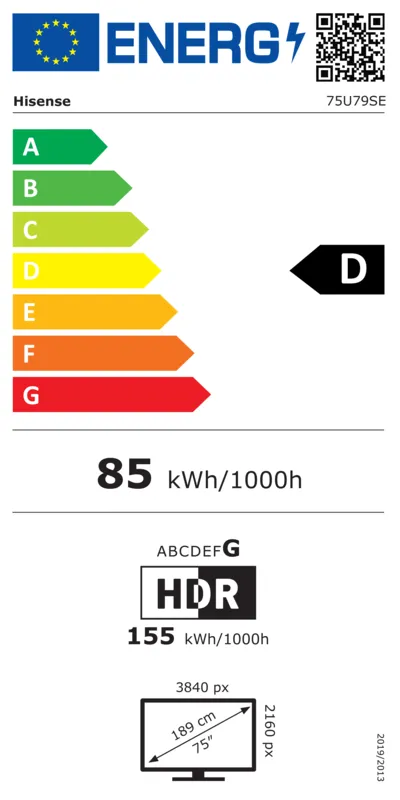 Hisense 75U79SE energielabel