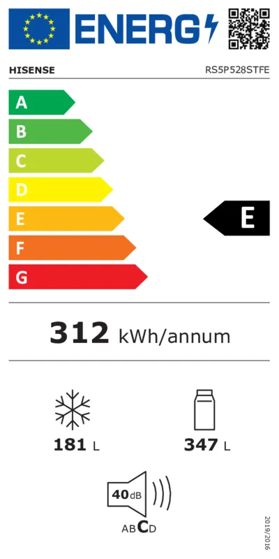 Hisense RS5P528STFE energielabel