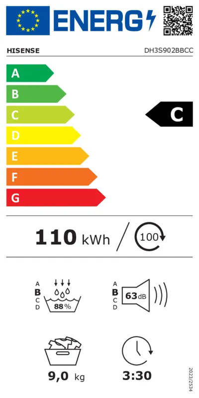 Hisense DH3S902BBCC energielabel