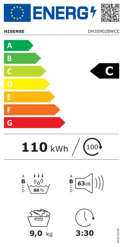 Hisense DH3S902BWCC energielabel