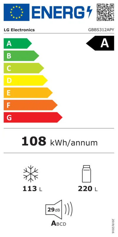 LG GBBS312APY energielabel