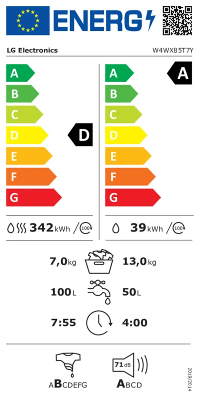 LG W4WX85T7Y energielabel