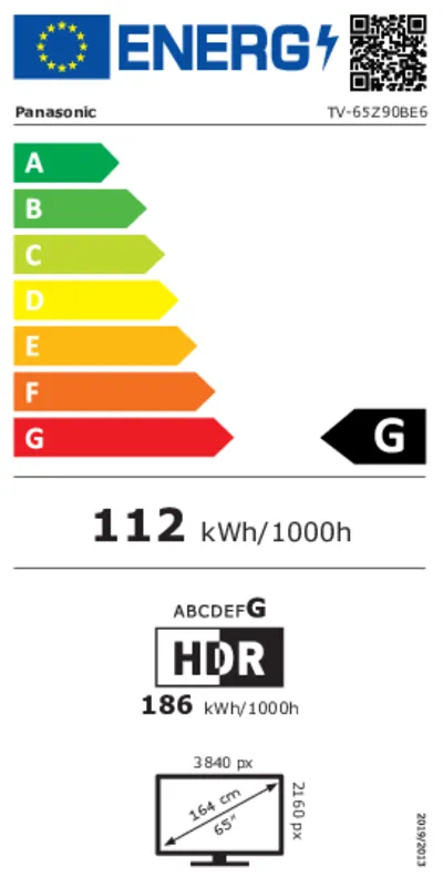 Panasonic TV-65Z90BE6 energielabel