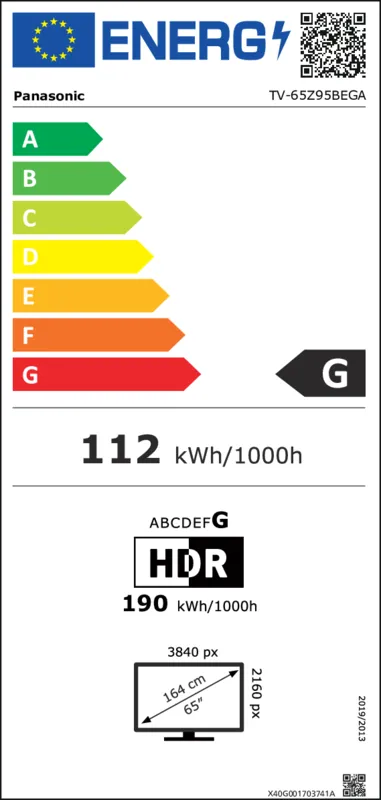 Panasonic TV-65Z95BEGA energielabel
