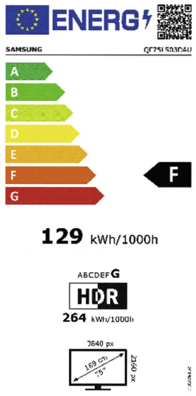 Samsung QE75LS03DAUXXN energielabel