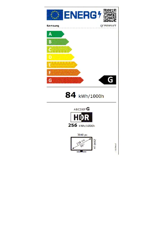 Samsung QE55S95HFTXXN energielabel