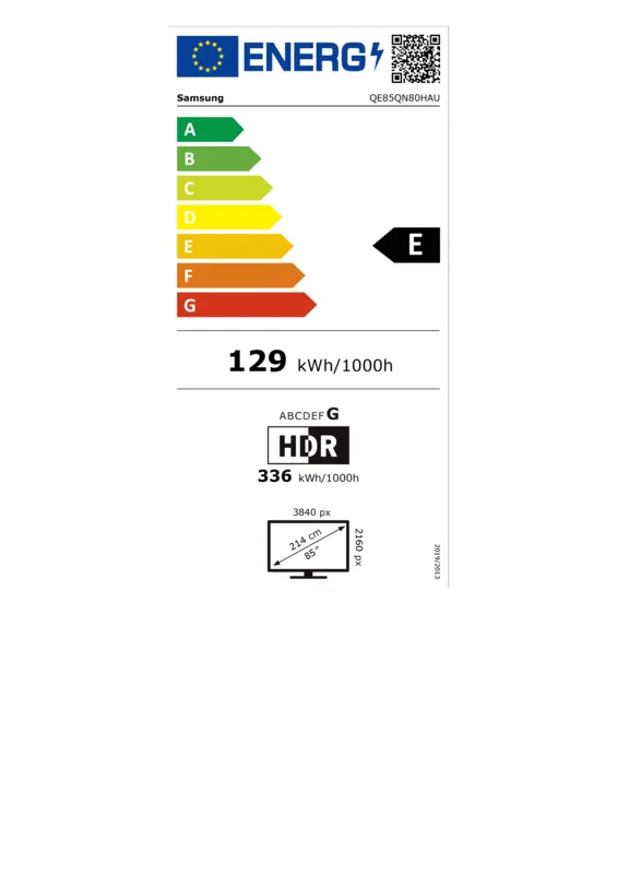 Samsung QE85QN80HAUXXN energielabel