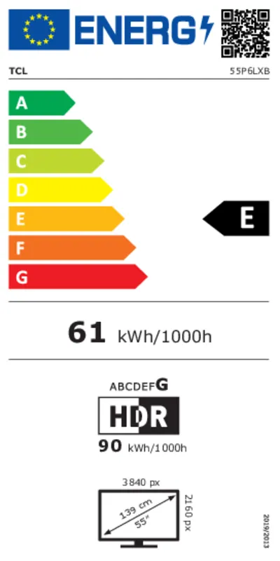 TCL 55P6L energielabel
