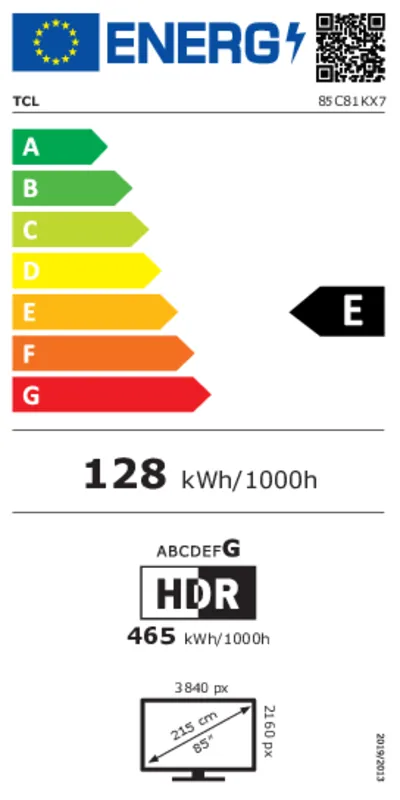 TCL 85C81K energielabel
