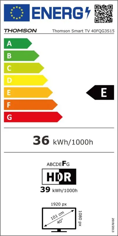 Thomson 43FQG3S15 energielabel