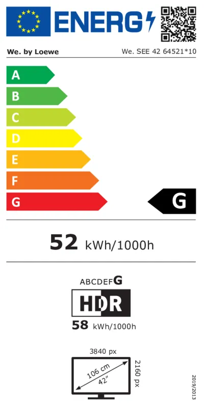 We by Loewe We. SEE 42 oled dc Coal Black + We. HEAR 2 Storm Grey energielabel